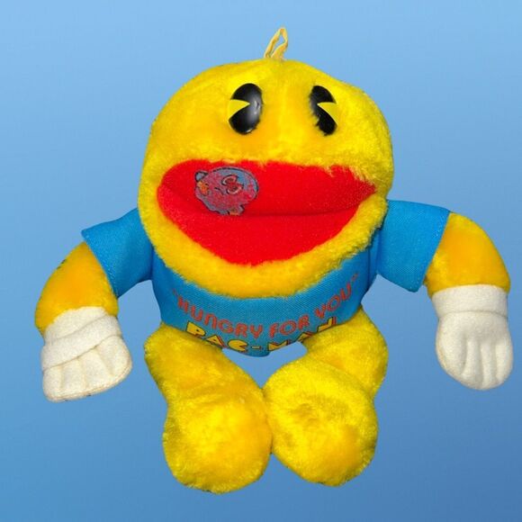 Vintage Pac Man Bean Stuffed “Hungry for You” with Ghost in Mouth Plush 7” - Picture 1 of 5